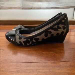 Cole Haan Black and Brown Leopard Wedges